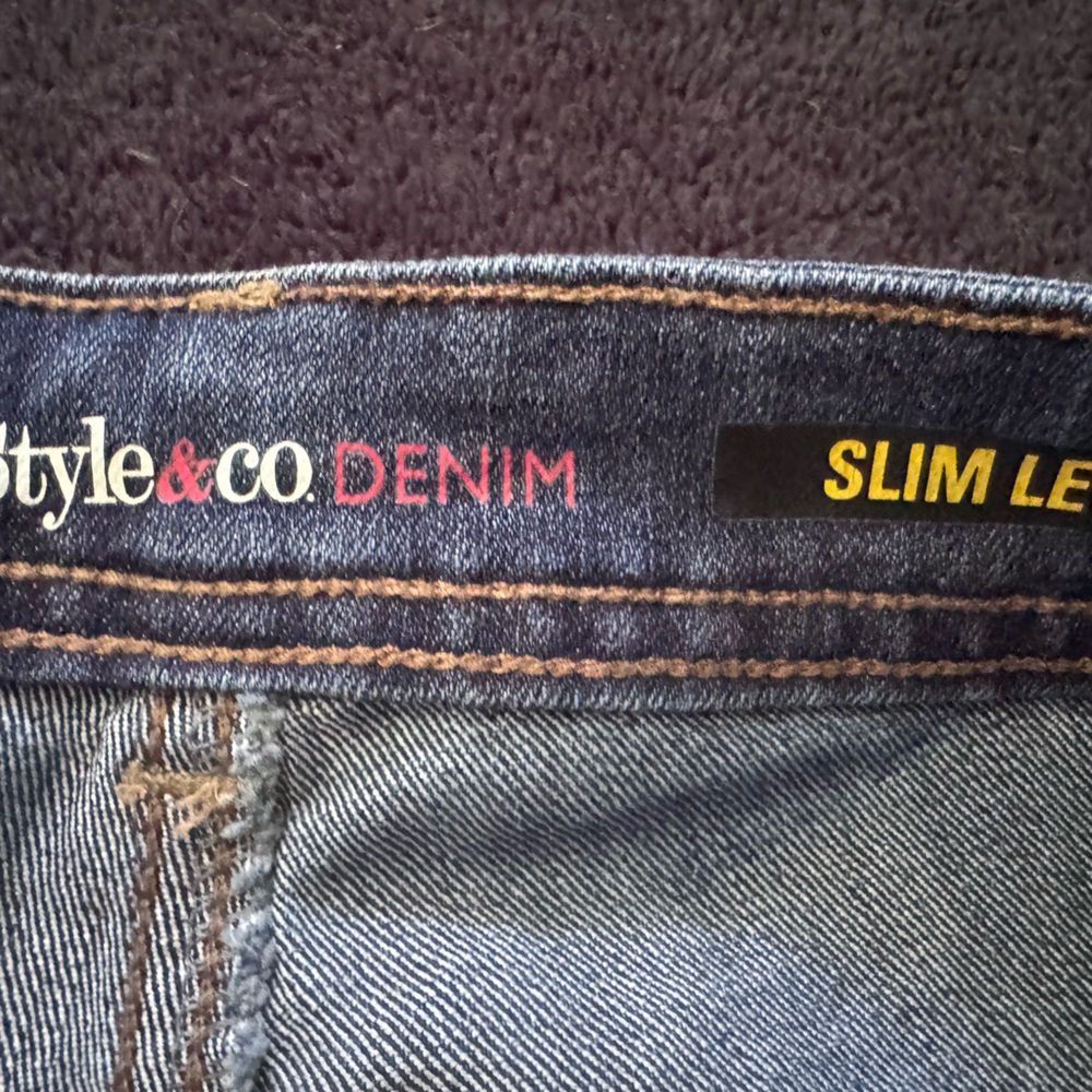 Style & Co. Straight Leg Dark Blue Jeans - Picture 2 of 4